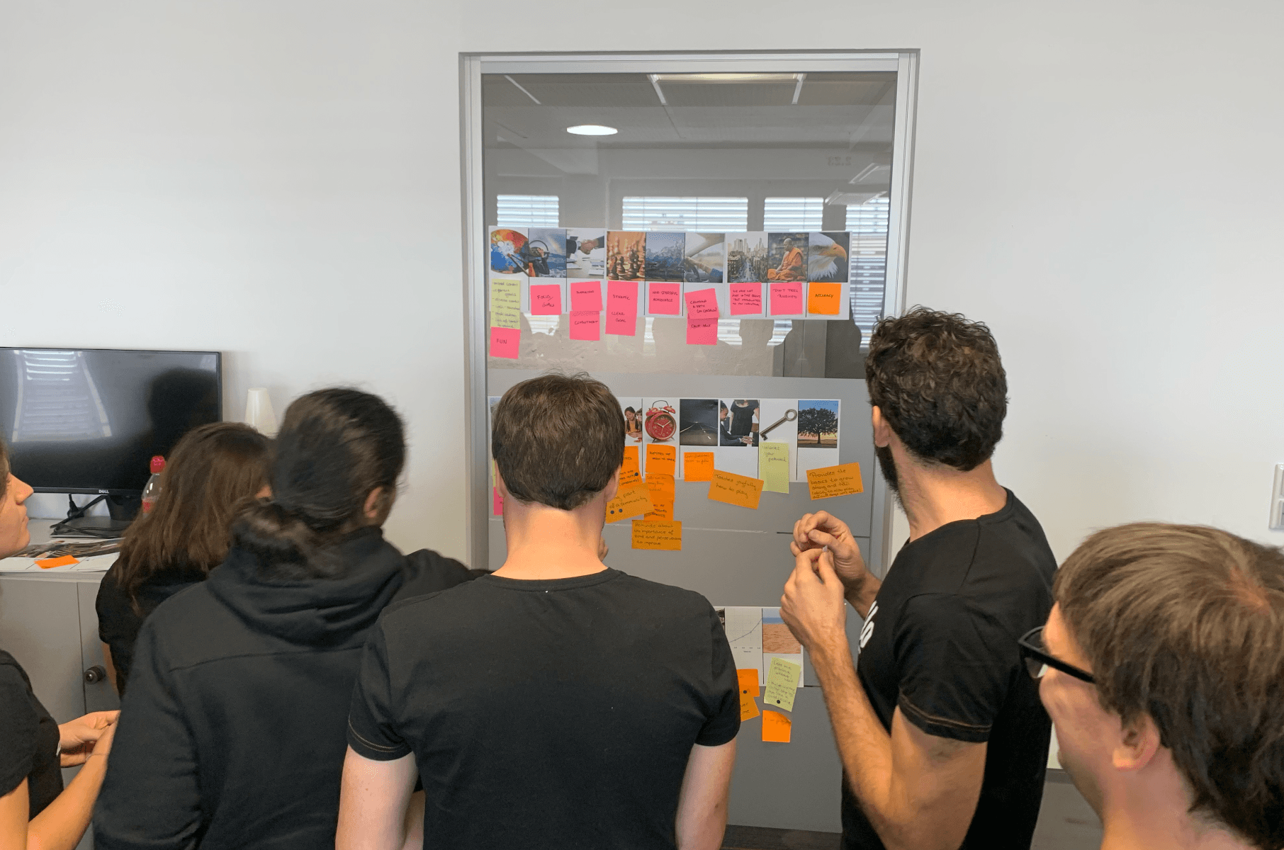 The Fretello team sketching and grouping ideas during the Learn Path workshop.