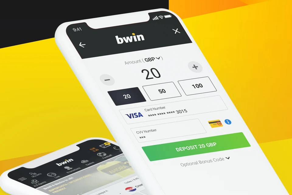 The bwin cashier after the redesign on a phone.